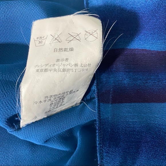 Armani Exchange Dress Blue Purple Abstract Print Tie Waist Half Sleeve Buttoned - Picture 9 of 9